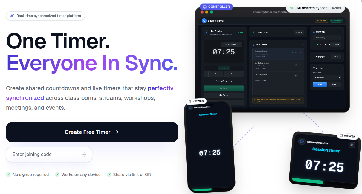 ShareMyTimer - Real-Time Collaborative Synchronized Timers